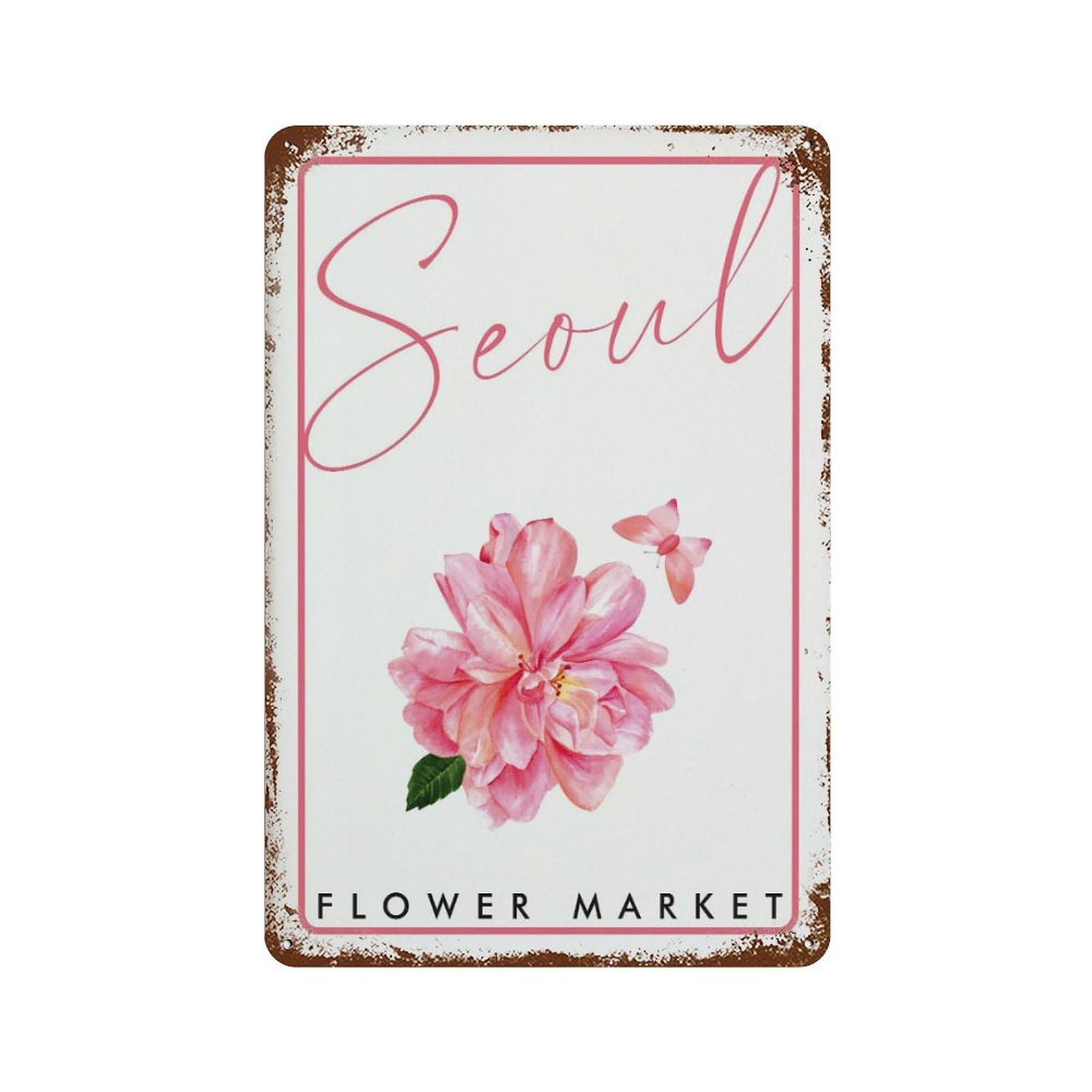 xiaoxiaoshen Flower Market Seoul, Vintage Floral Florist Gift, Spring Decor Wall Decor Art Metal Tin Poster Modern Home Decor Art Home Bar Shop Decorations Vintage Sign 30x20cm