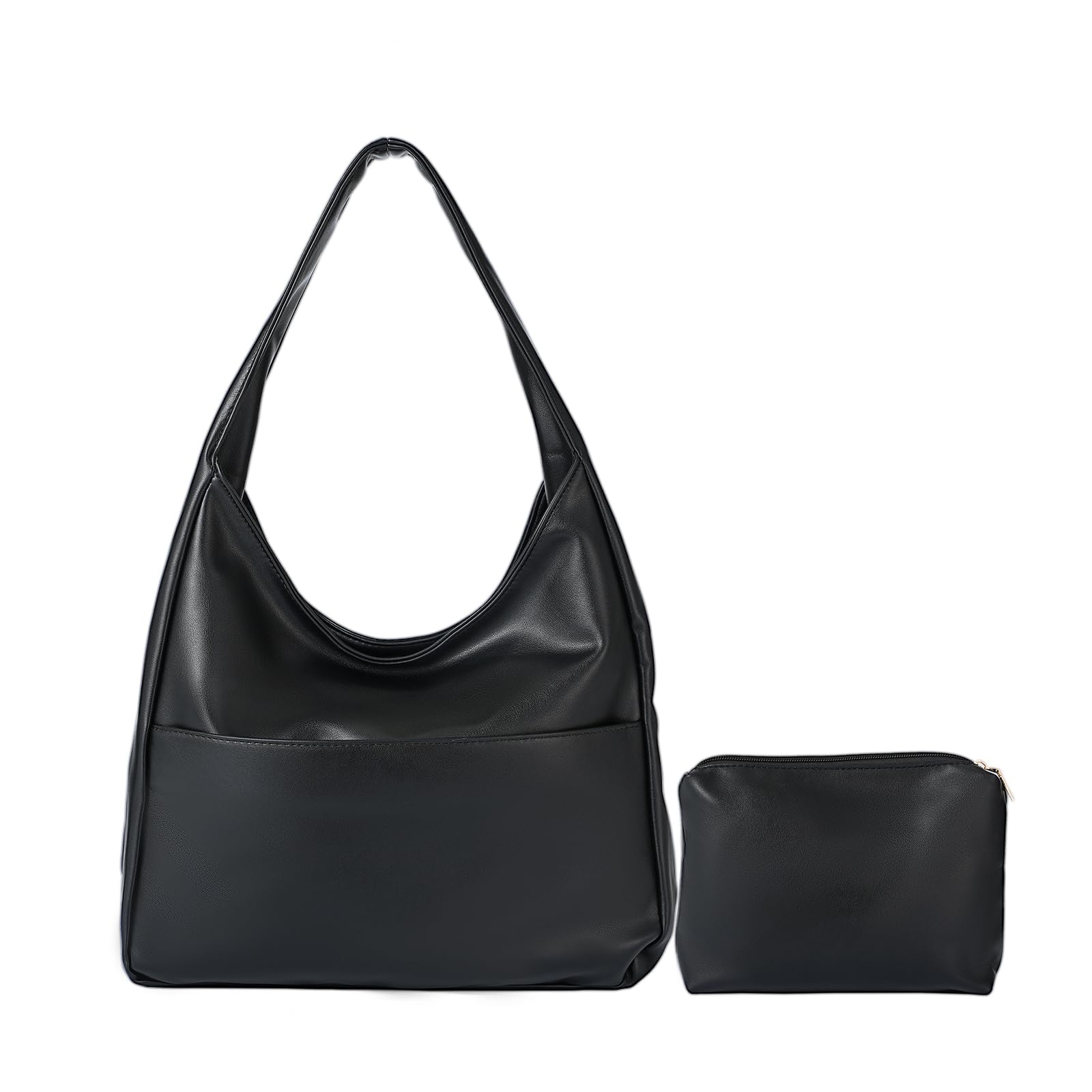 Tote Bags for Women,Faux Leather Shoulder Hobo Purse Soft Slouchy Work Handbag for Work Travel 2pcs