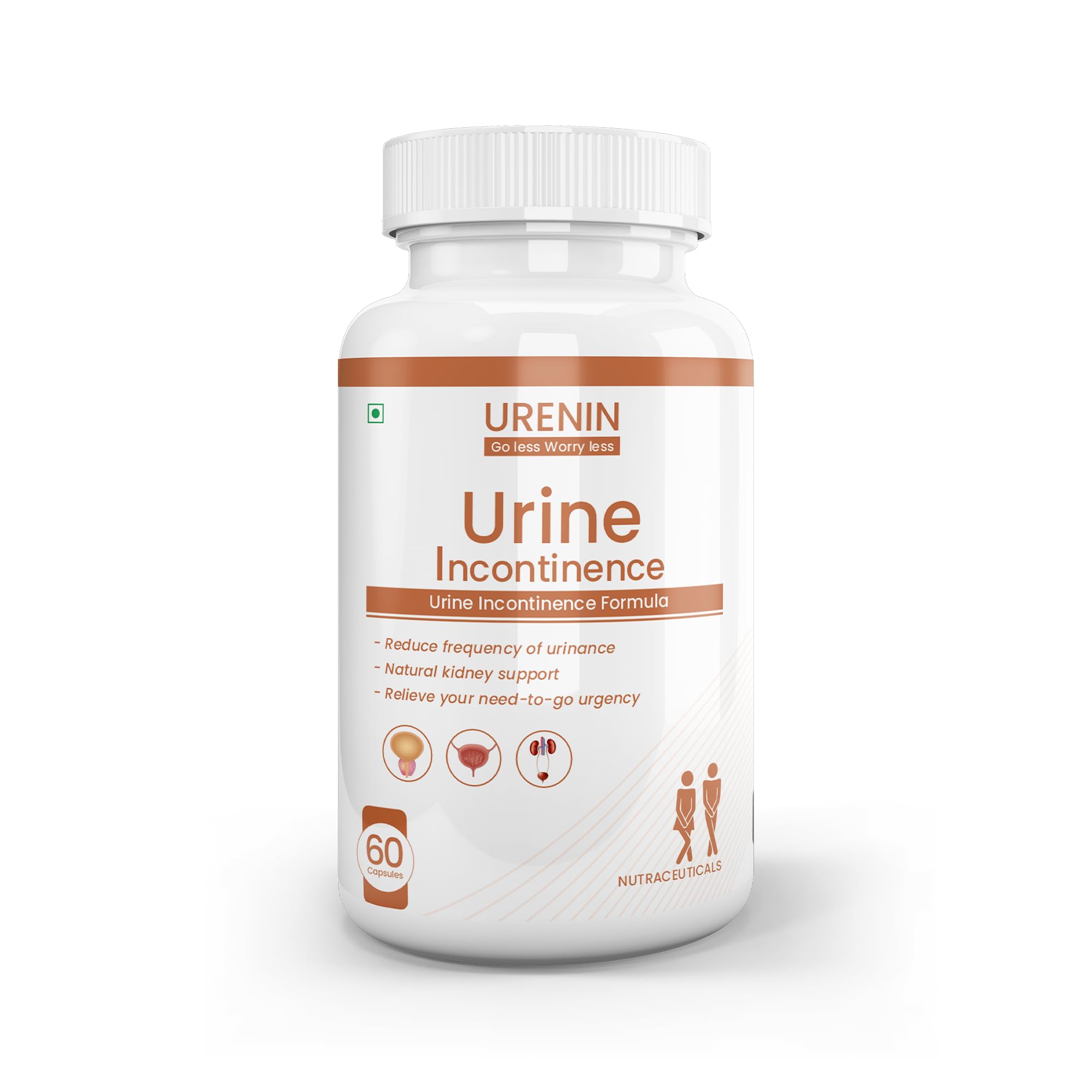 URENIN Urine Natural Kidney Support Incontinence Formula 60 Tablest Reduce Frequency of urinance