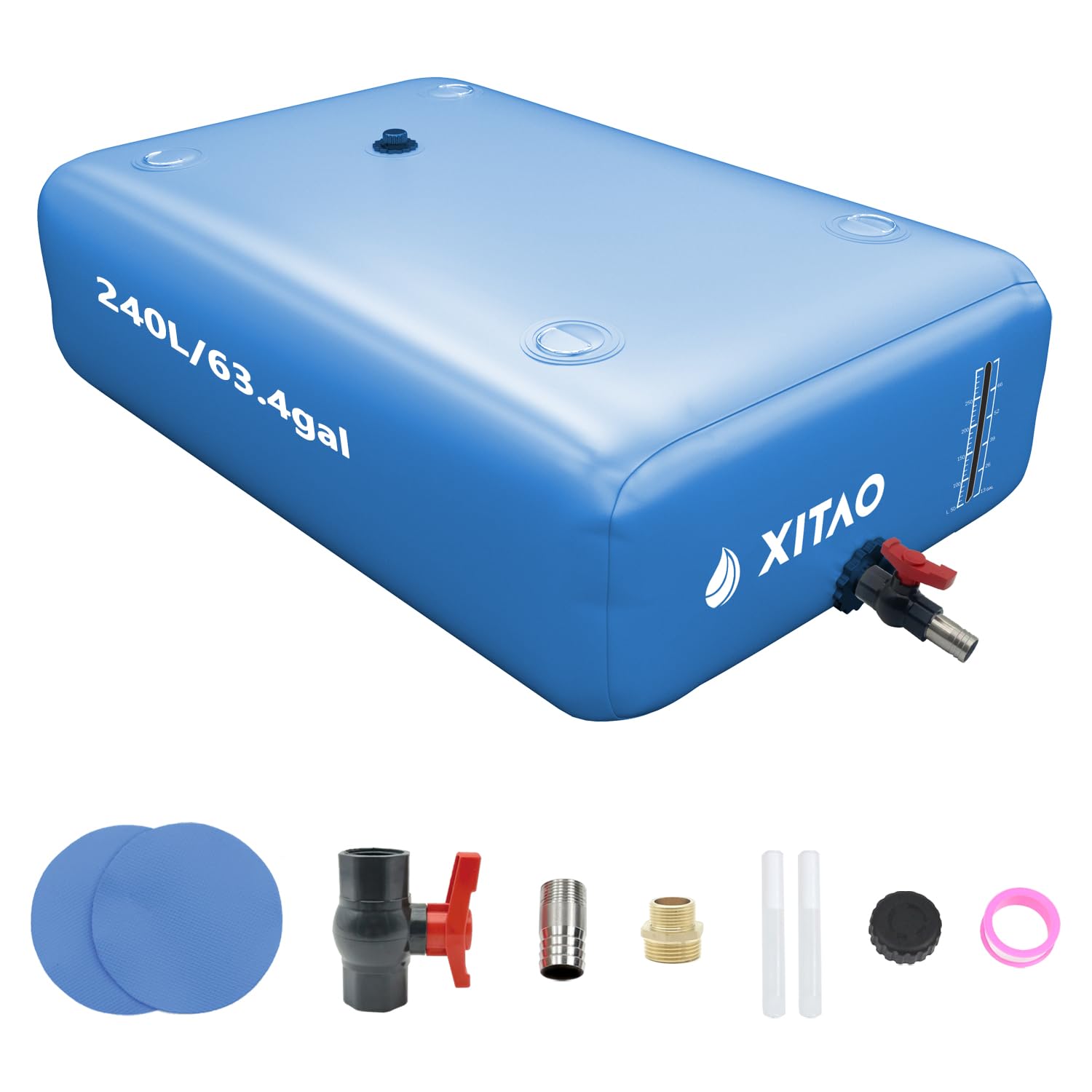 XITAO Contenedores de almacenamiento de agua de gran capacidad de 63 galones con indicador de nivel de agua, portátil, plegable, bolsa de tanque de agua de emergencia para caravanas, resistencia a la