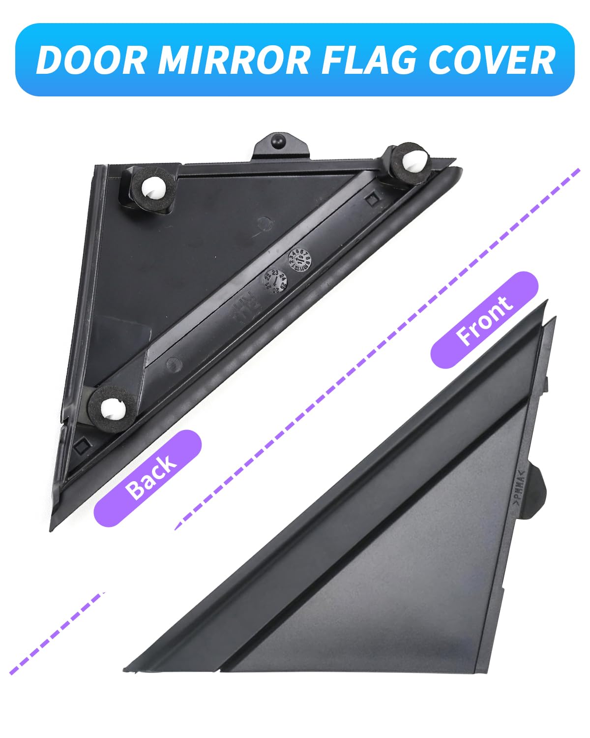 500 Plaque Triangle Avant, Plaque Triangle Rétroviseur, Plaque Triangle Rétroviseur pour Fiat 500 2 Pcs Set (1 pièce droite)