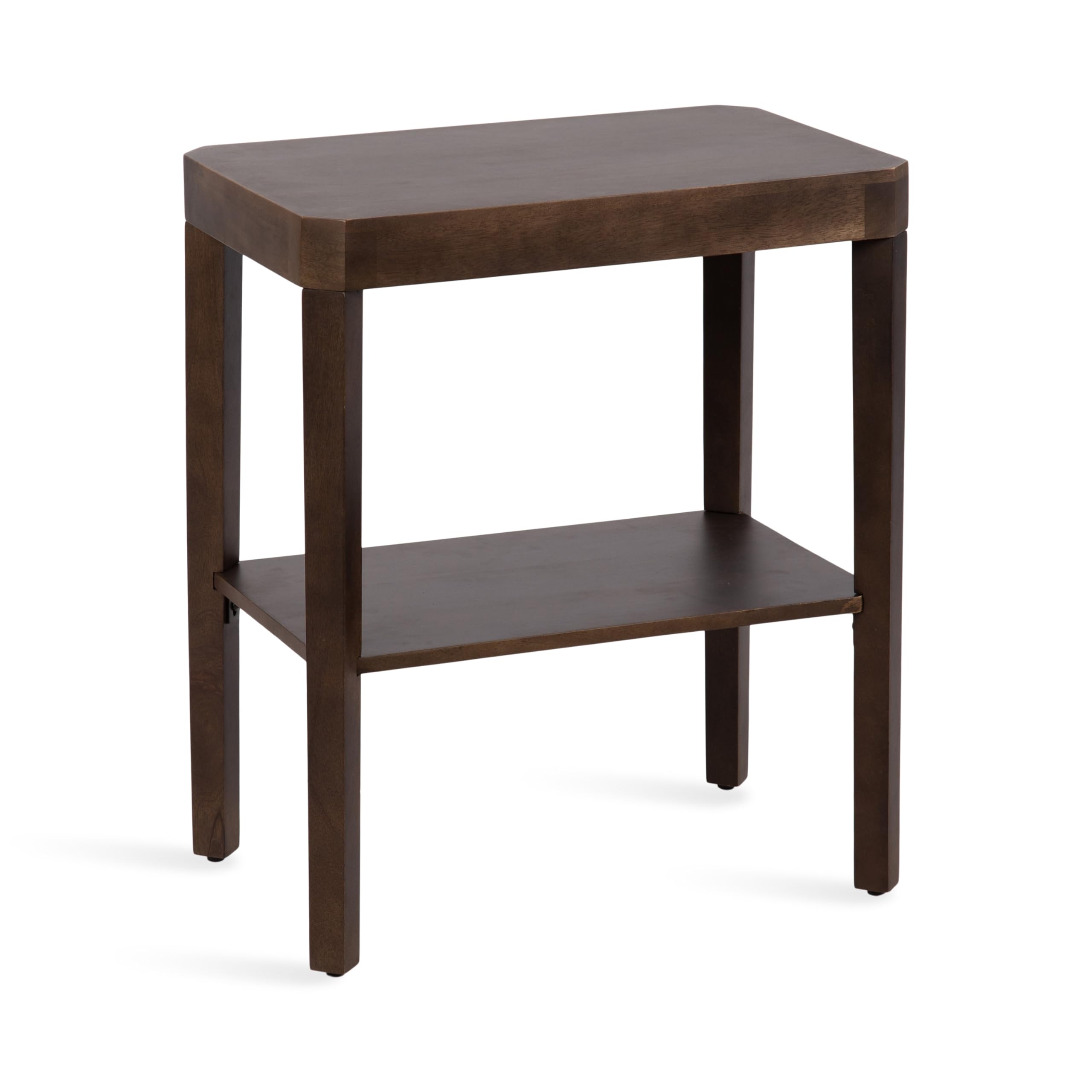 kate and laurel talcott modern rectangle wood side table, 22 x 14 x 26, dark brown, transitional decorative two-tier end table for use as a bedroom nightstand or living room accent
