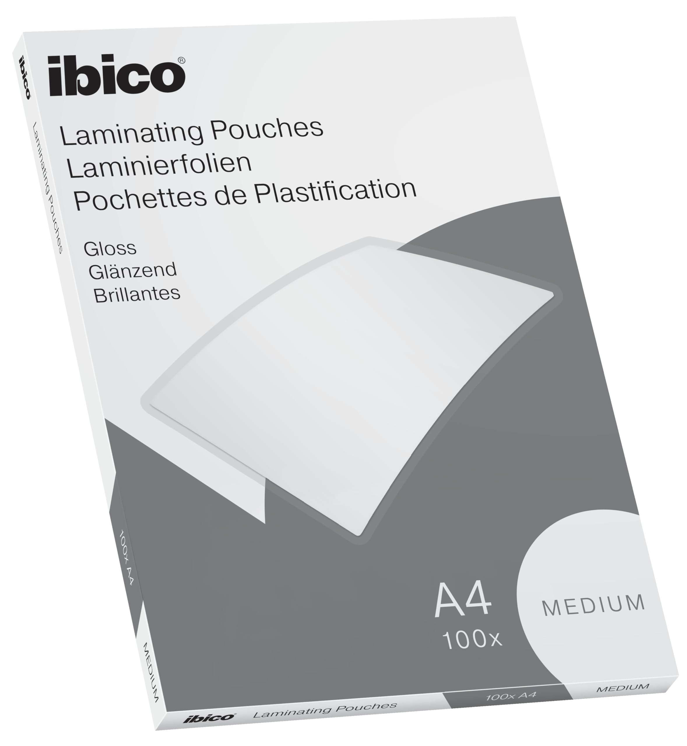 Ibico Pochette à Plastifier A4 200 Microns Brillante Coins Arrondis 21 x 29,7 cm 100 Pièces
