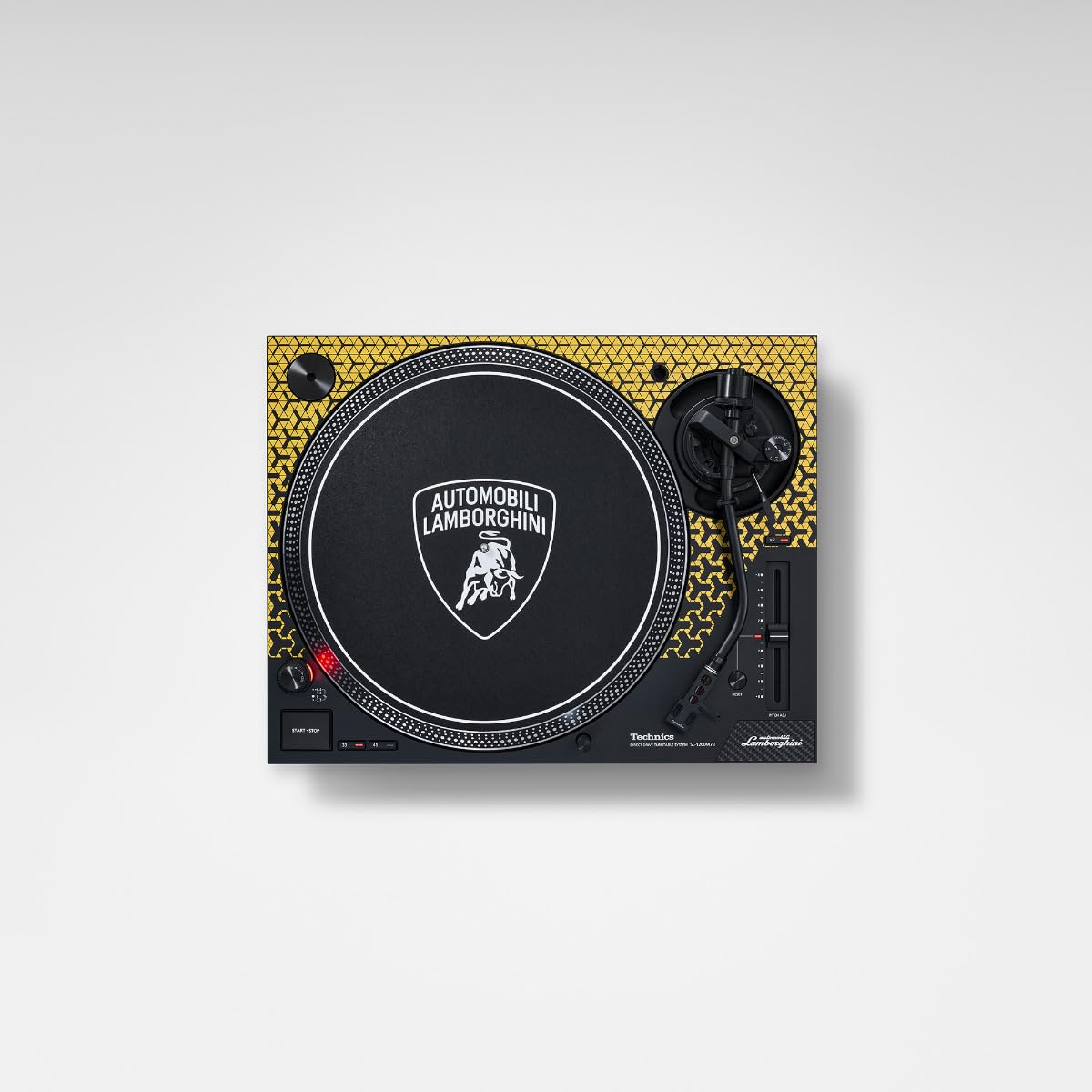 Technics SL-1200M7PBY Lamborghini Edition Direct Drive Plattenspieler-System, kernloser Motor, 3-Gang-Vinyl-Player, Stylus-Illuminator, Gelb