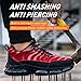 XKOWUO Mens Steel Toe Work Shoes Construction Safety Shoes Puncture Proof Anti Smashing Non Slip Light Weight Comfortable Fashion Red US 9.5