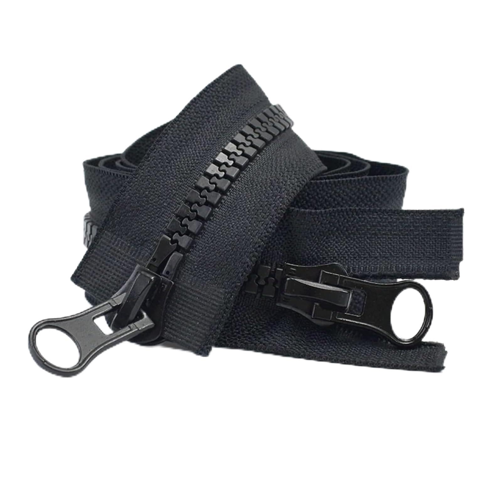 2Pc Zippers Black White Double Slider Open-End for Sewing Coat(Black,80CM)