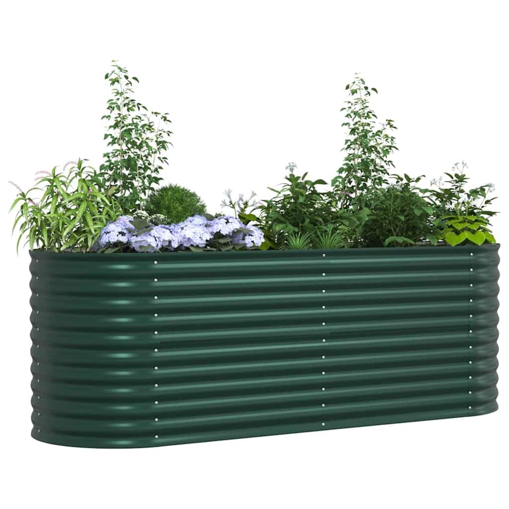vidaXL Raised Bed Green 240 x 80 x 81 cm Steel, Garden and Terrace, Minimalist Steel Planter, Durable Outdoor Gardening, Contemporary Raised Flower Bed, Plant Container