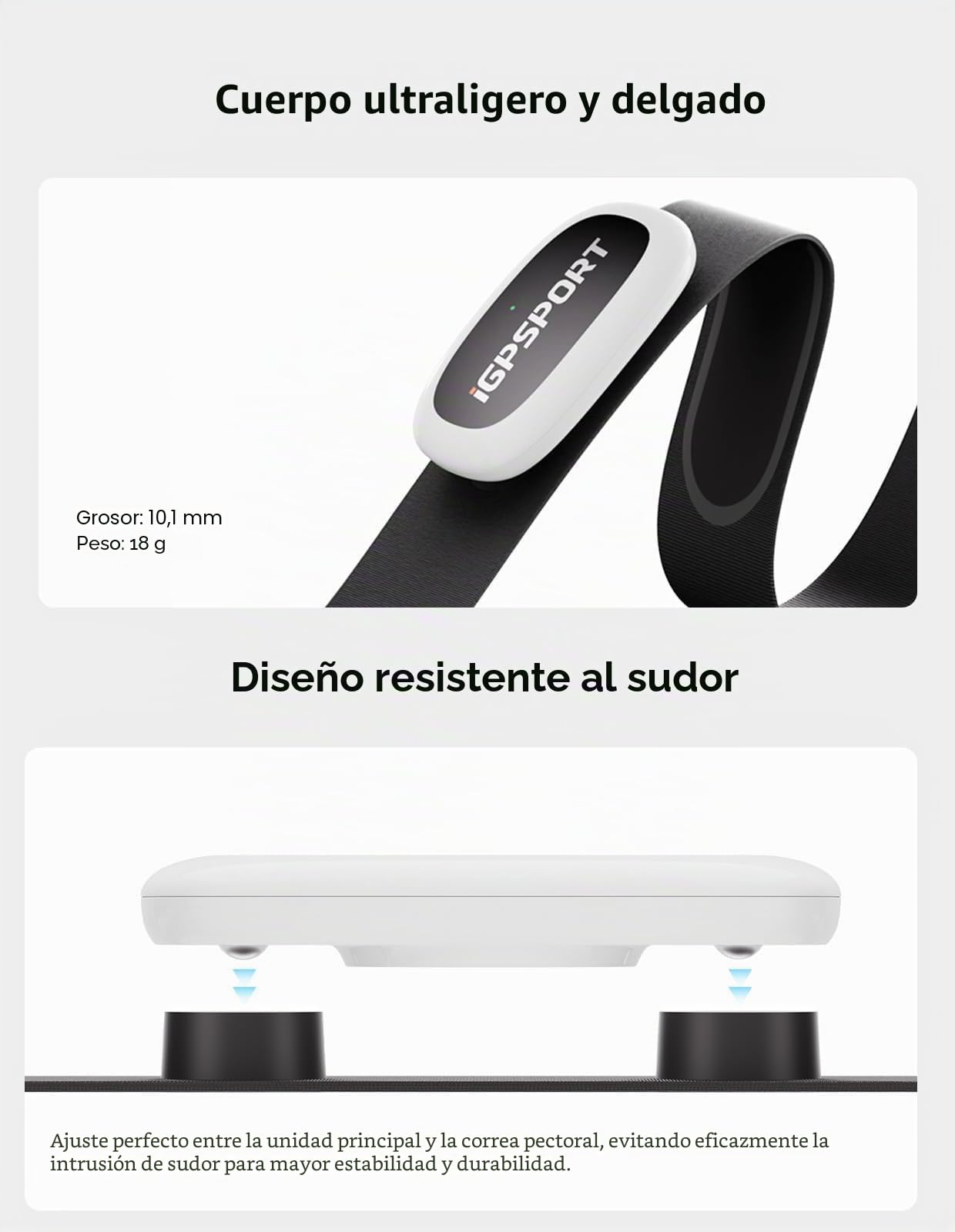 iGPSPORT Monitor Sensor de Frecuencia Cardíaca IPX7 Impermeable Bluetooth y Ant + y Correa para el Pecho para Correr Ciclismo Gimnasio Compatible con Garmin Polar Wahoo Zwift Endomodo y Otros