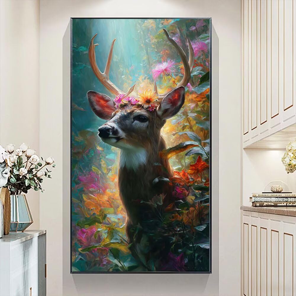 Zestawy artystyczne 5D dla dorosłych, duże kwiaty jelenia, zestawy do malowania diamentami, dla dorosłych, DIY, pełne wiercenie, kryształ górski, sztuka i rzemiosło, haft z klejnotami, rękodzieło