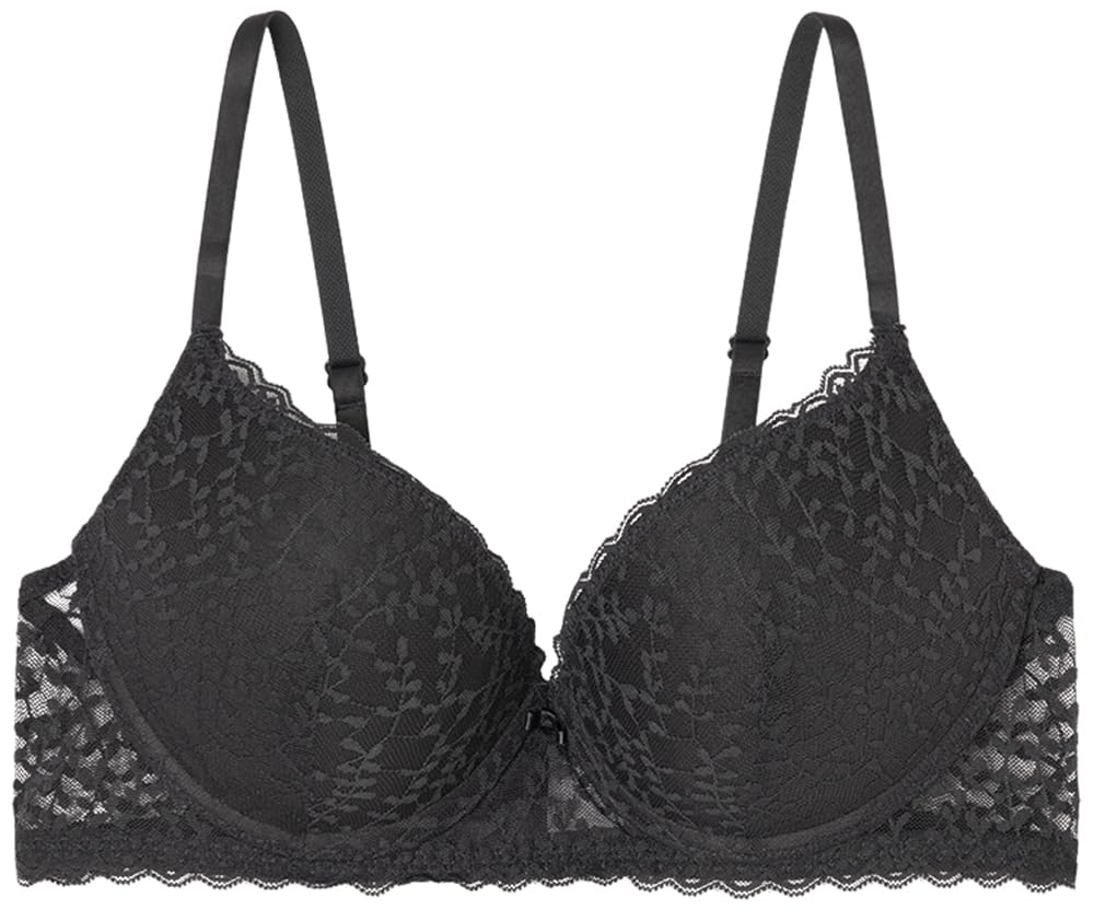 Women'secret Women's Sujetador Helankas 1 Gorgeous Maringo lace Push-up Bra, Grey, 90B