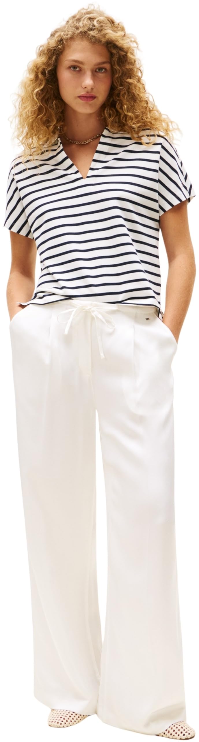 Tommy Hilfiger Polo de Manga Corta Mujer Lyocell Tipping sin Botones