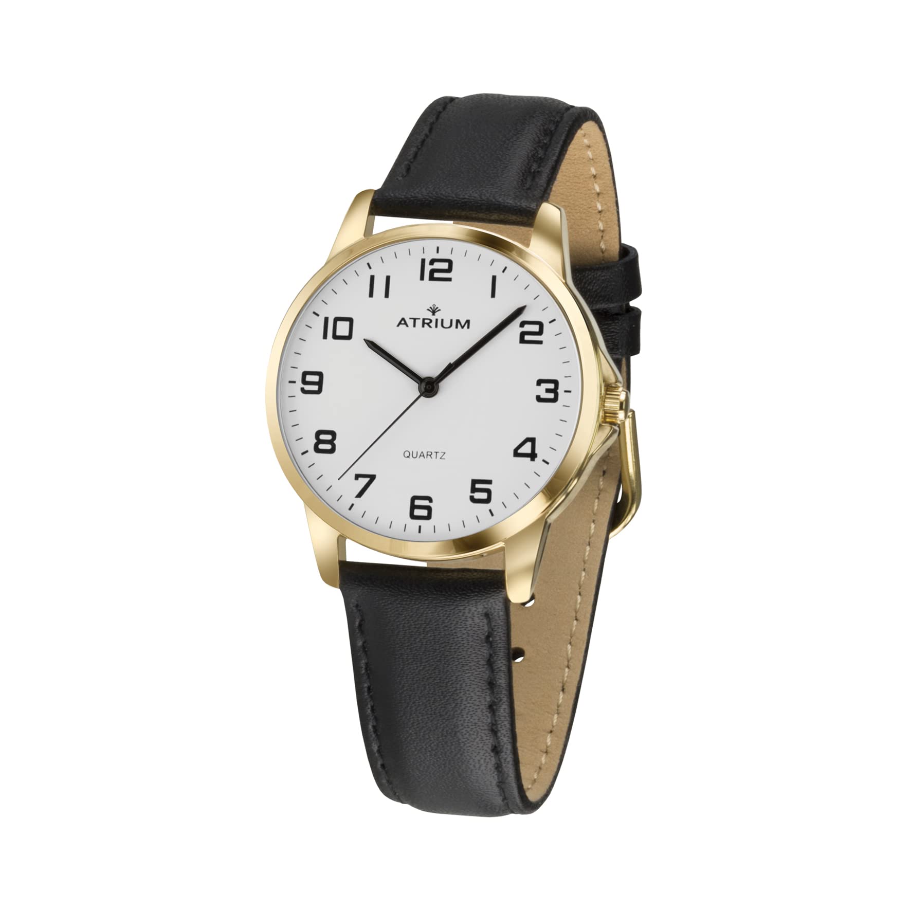 Atrium A37-20 Montre-bracelet à quartz pour femme - Bien lisible -Doré - étanche 3 bars - Bracelet en cuir