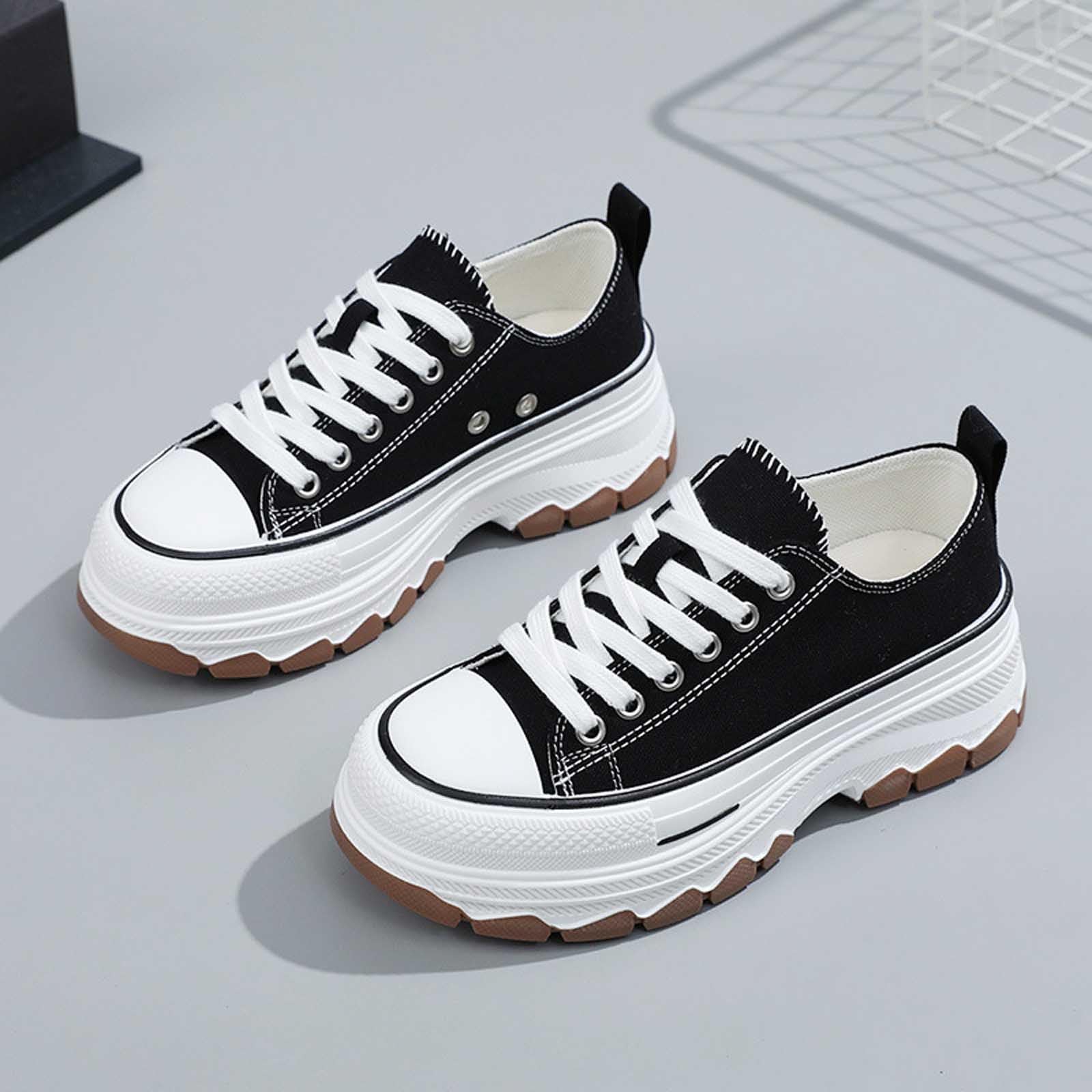 Scarpe da Passeggio da Donna Scarpe Casual alla Moda con Suola con Plateau e Design Allacciato, comode Calzature Passeggio in Denim per l'uso Quotidiano
