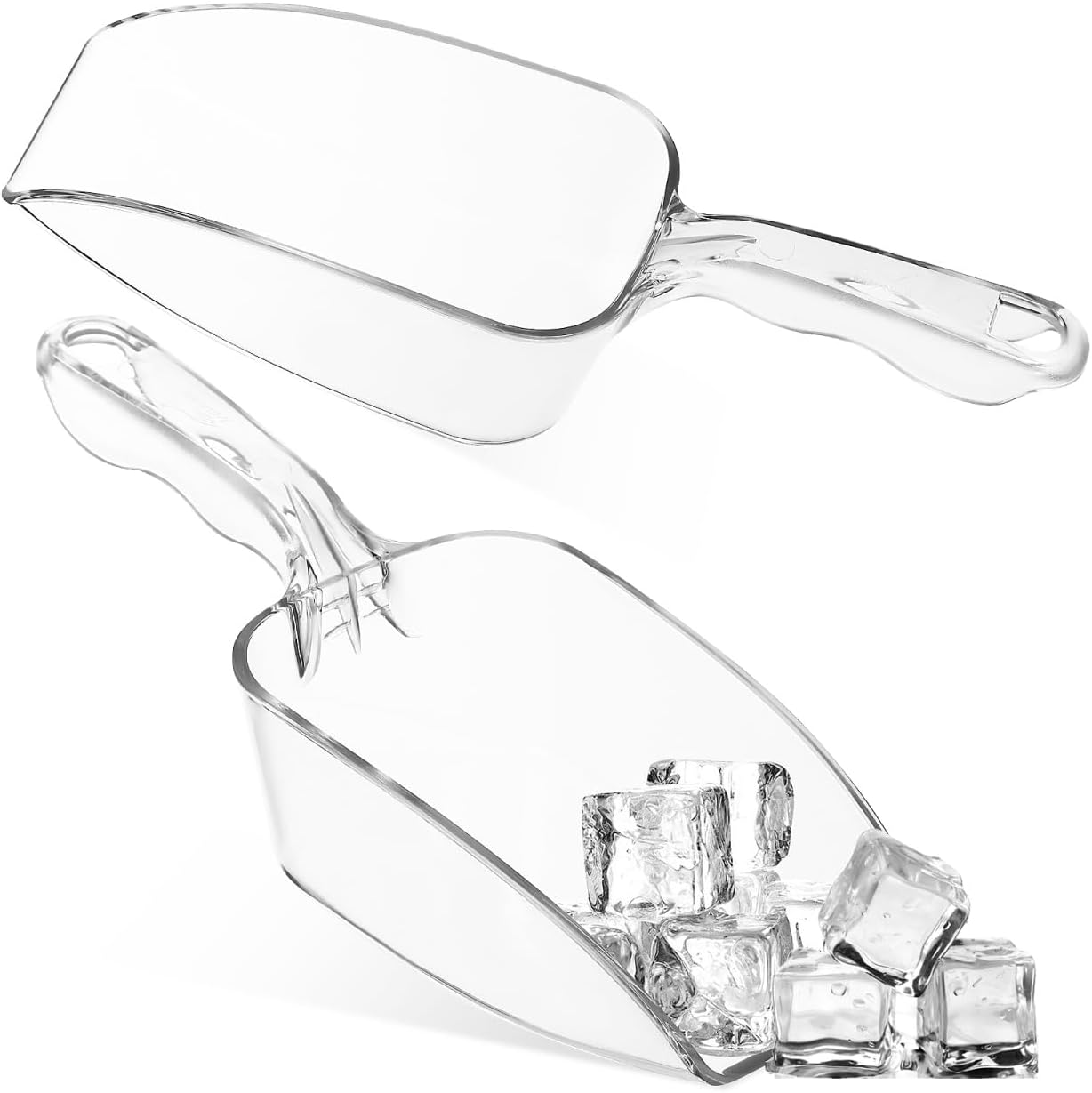 IMIKEYA 2Pcs Ice Scoop for Freezer - Clear Thickened Plastic Scooper for Ice Bucket - Flat Mouth Food Scoop for Popcorn Candy Flour Pets Food Kitchen Shovel
