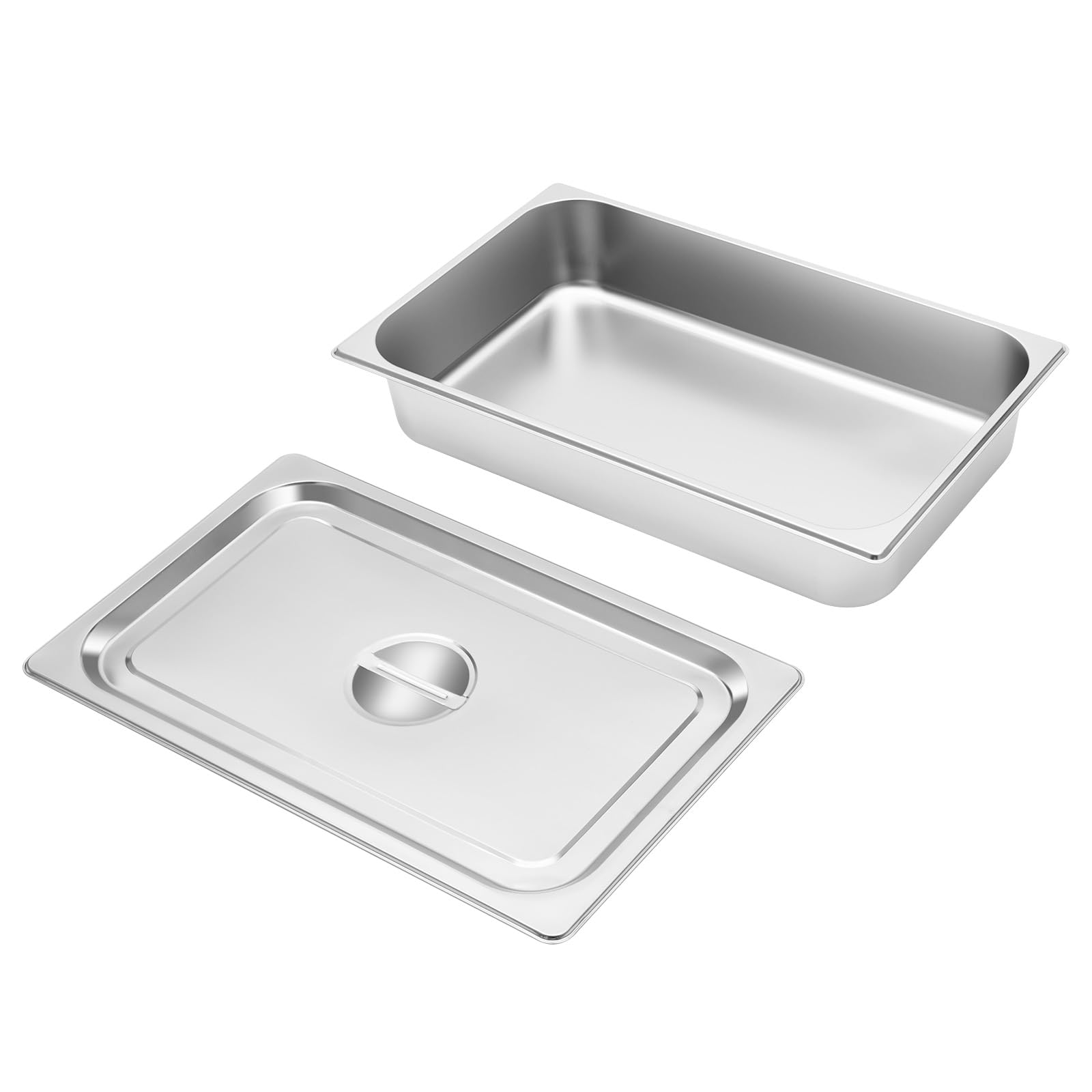 Gastronorm - Juego de 4 recipientes para alimentos con tapa, 9 litros, acero inoxidable, recipiente para calentar alimentos, tartas, sartén de hotel, mesa
