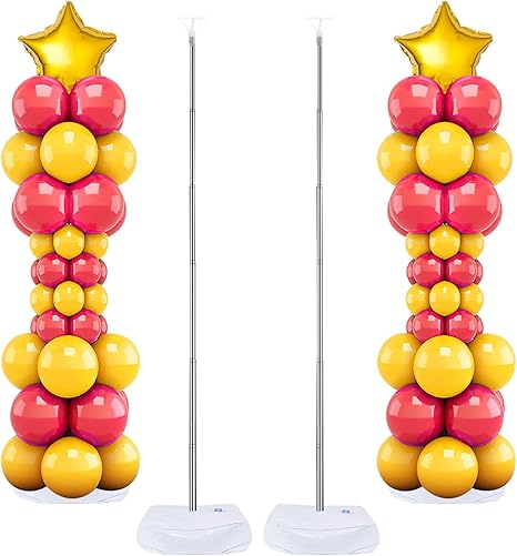 Balloon Column Stand Set of 2, 6.6ft Balloon Arch Stand Adjustable Balloon Column kit with Base Telescopic for Baby Shower Wedding Birthday Graduation Party Decorations (2)