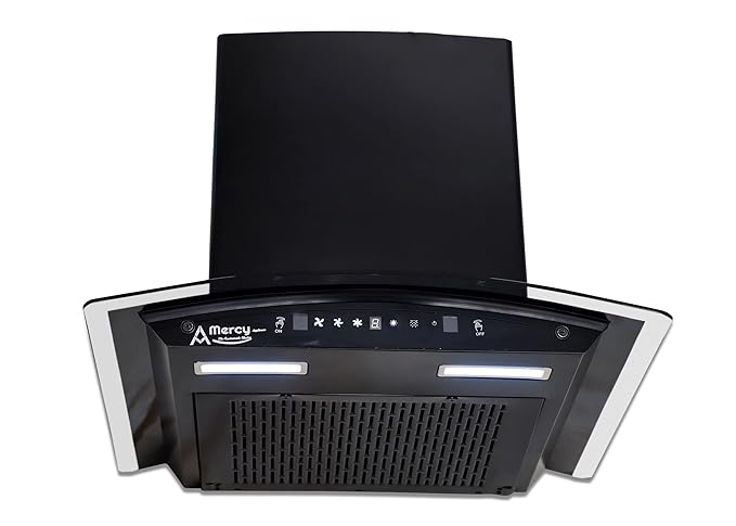 MERCY TOEFL60 KITCHEN CHIMNEY - 60cm, Thermal Auto-clean Chimney with Filter-less Technology & Black Matt Finish having Large Oil Cup Collector & Copper Winding Motor upto 1200m3/h Air Suction Power