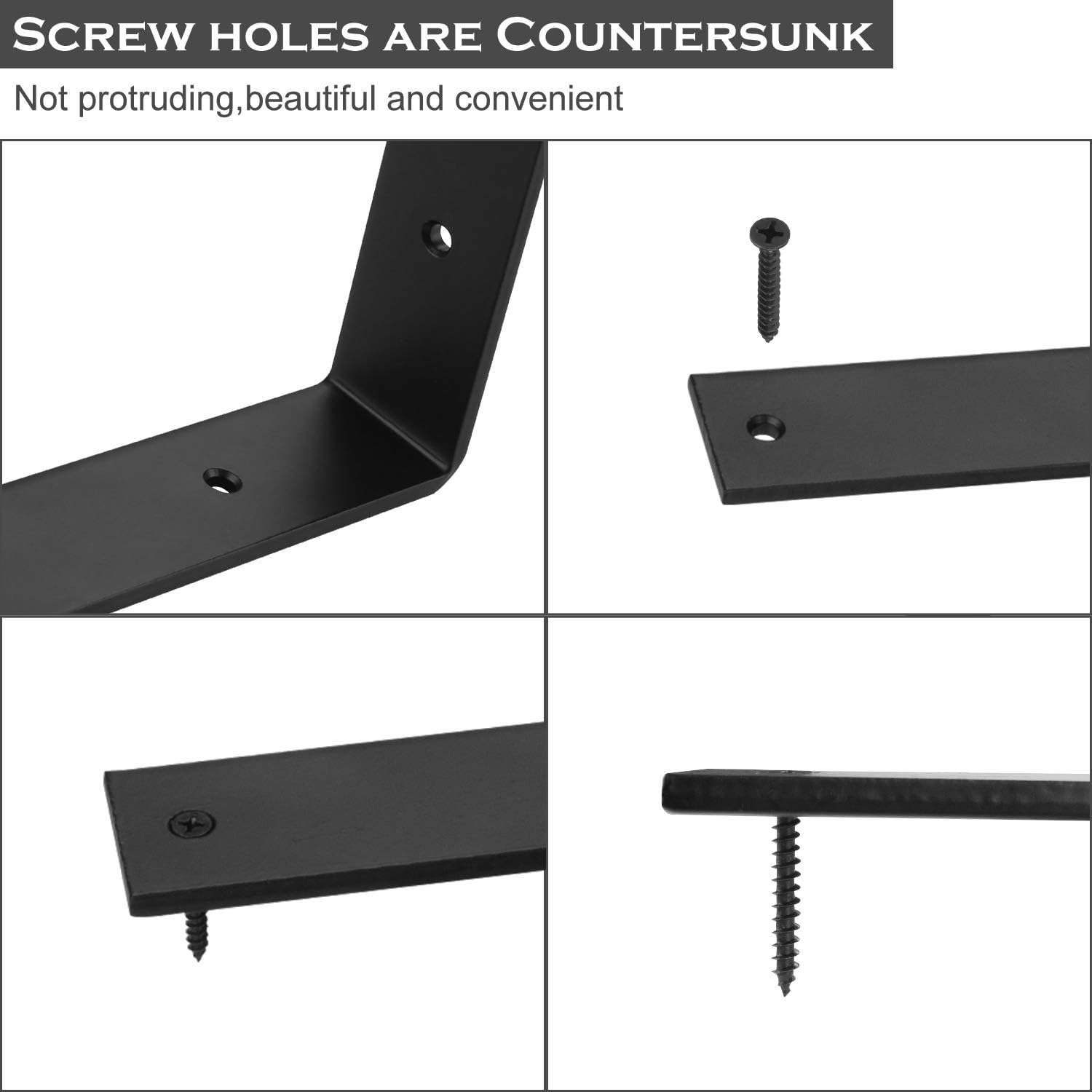 ASelected Zestaw 4 kątowników do montażu czarny 150x150x38x5mm z 16 śrubami