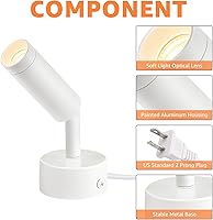 Vista 6 de Paquete de 2 Luces Puntuales para Interiores, Luces de Acento LED Direccionales de 120V, Focos para Plantas de 3W, Focos de Piso de 3000K