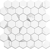 Vista 16 de Azulejo de pizarra beige hexagonal para despegar y pegar para la pared de la cocina, salpicadura adhesiva resistente al calor de PVC para la pared