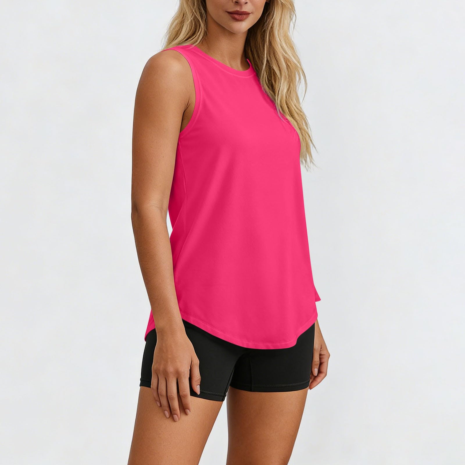 Sleeveless Workout Shirts for Women Lightweight Quick Dry Tank Tops Breathable Athletic T Shirt Basic Tee for Running — view 2