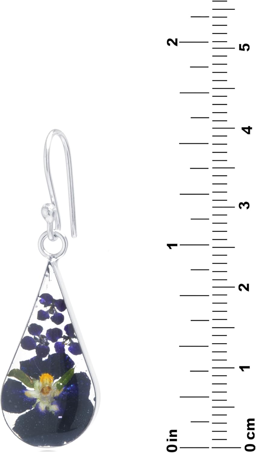 Amazon Essentials Sterling Silver Pressed Flower Teardrop Trendy Earrings - Image 4