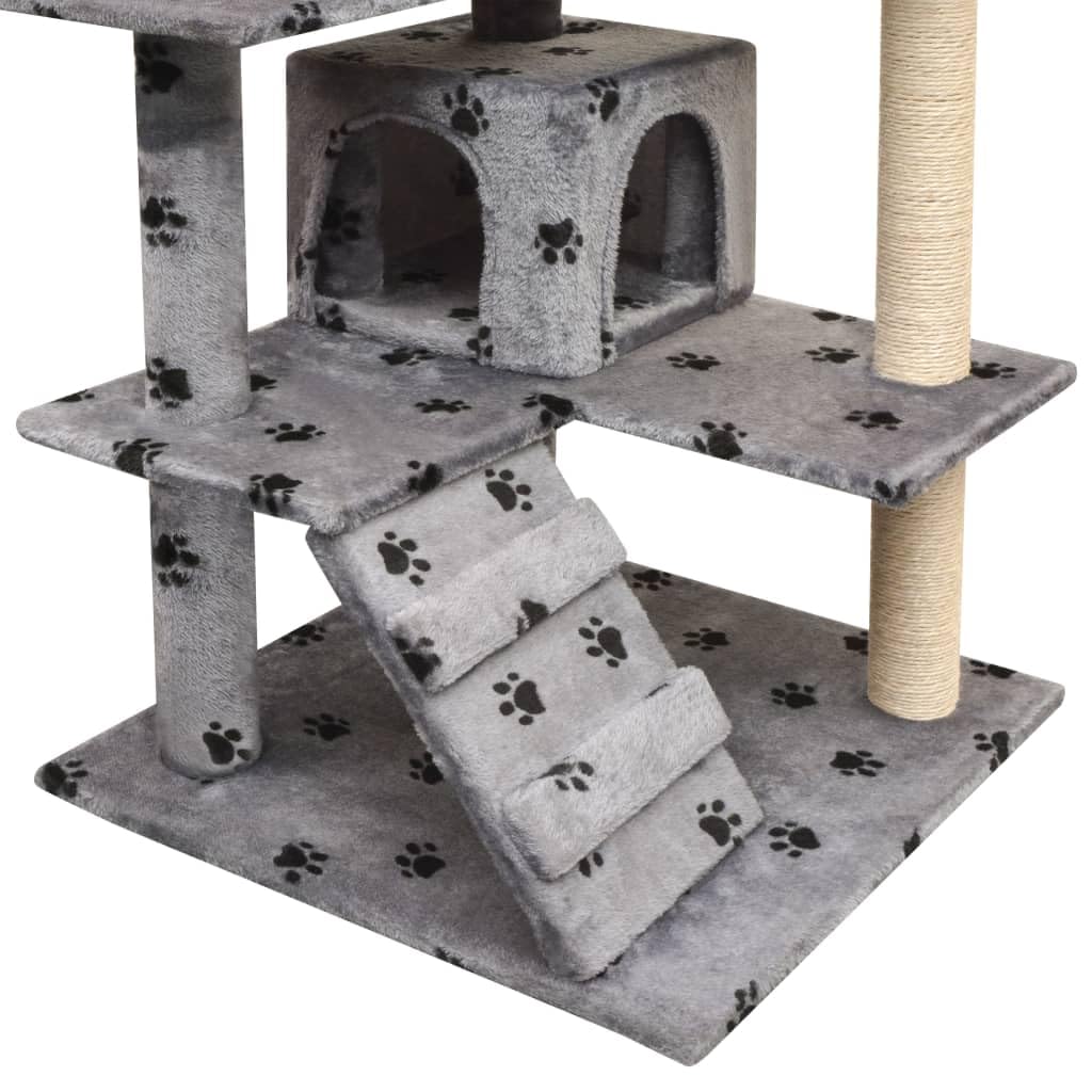 vidaXL Rascador para Gatos con Poste Rascador Sisal 125cm Huellas Gris Mascota