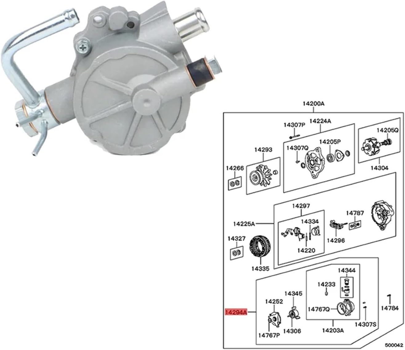 Compatible for Mitsubishi L200 1996-2007 Challenger Pajero Montero Sport Brake System Vacuum Pump- Car MD618922 Replacement Unit