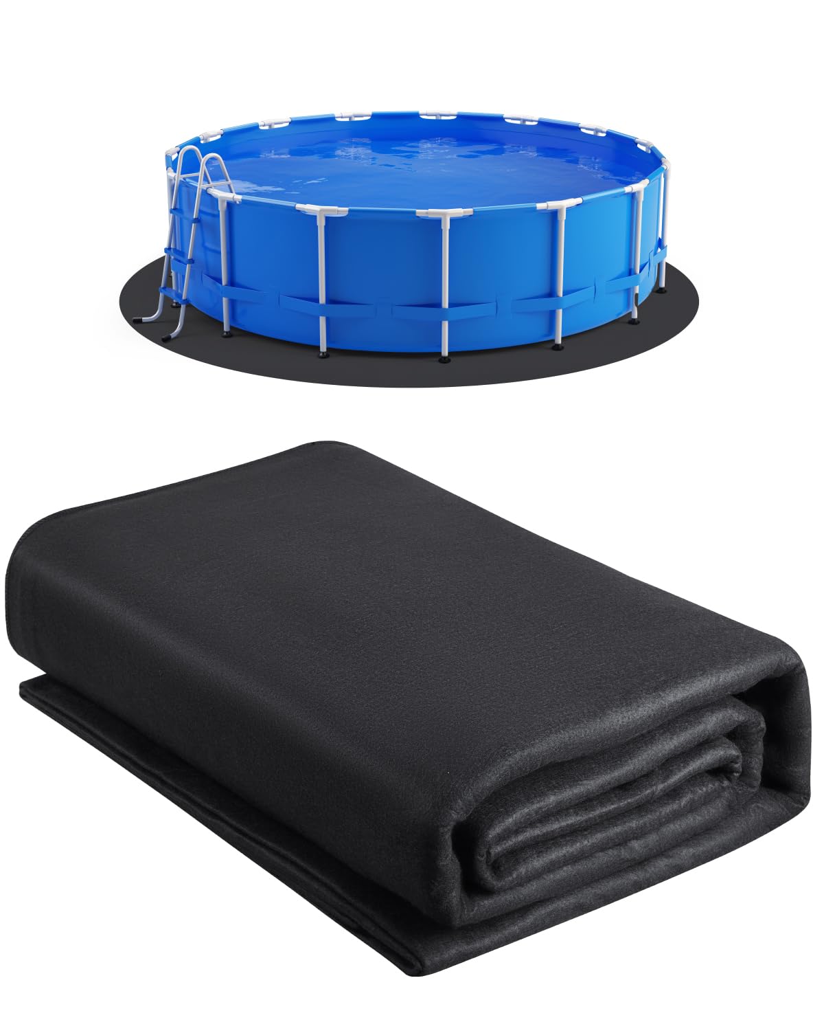 VEVOR 27ft Round Pool Liner Pad, Pool Liner Pad for Above Ground Swimming Pools, Extra-Thick Pool Mat, Prevents Punctures, Recycled Geotextile Material Underlayment Pad, Extend Liner Life