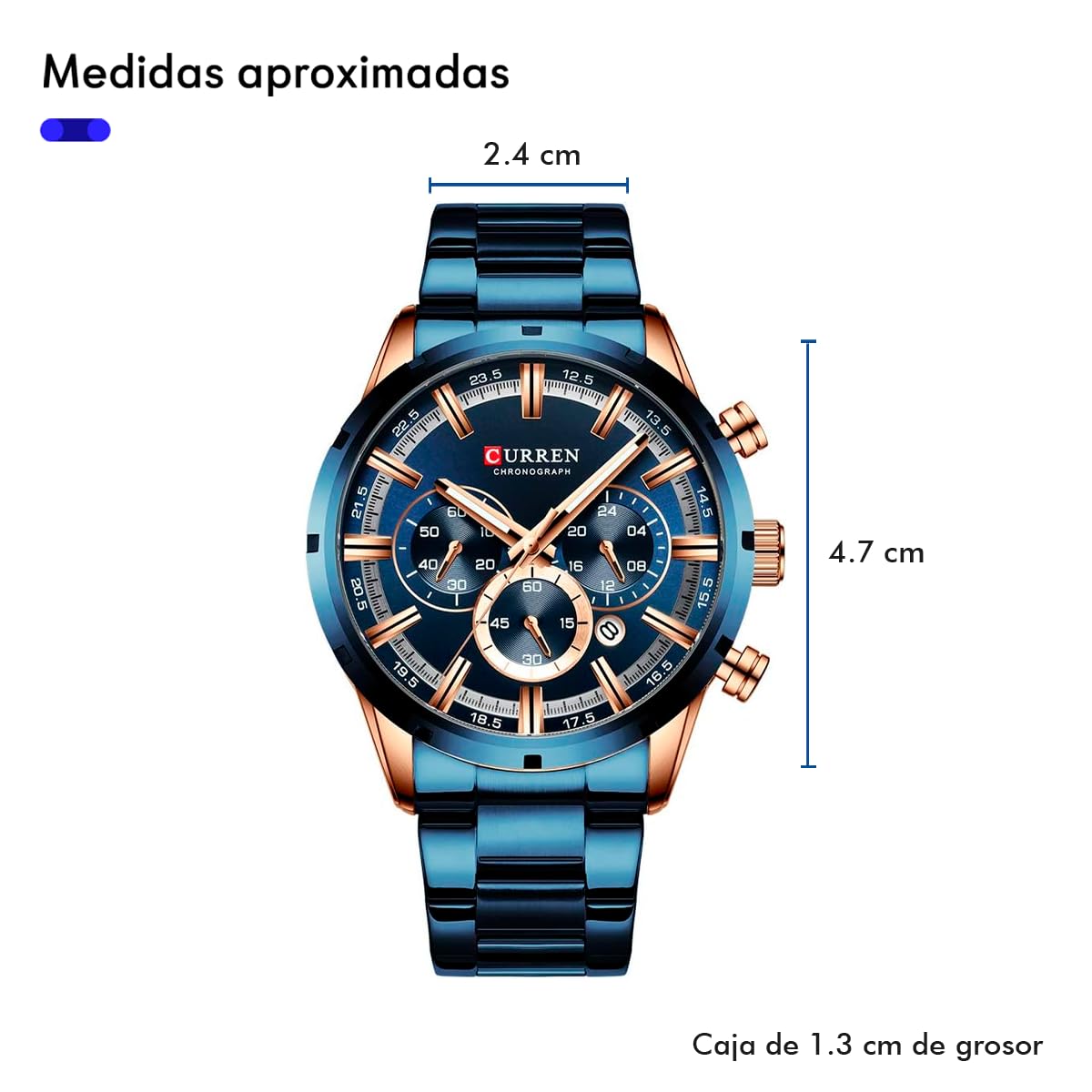 Orologio da polso da uomo, analogico, con datatore, cronografo, robusto ed estensibile, in acciaio inox, elegante e moderno, spilla a pressione