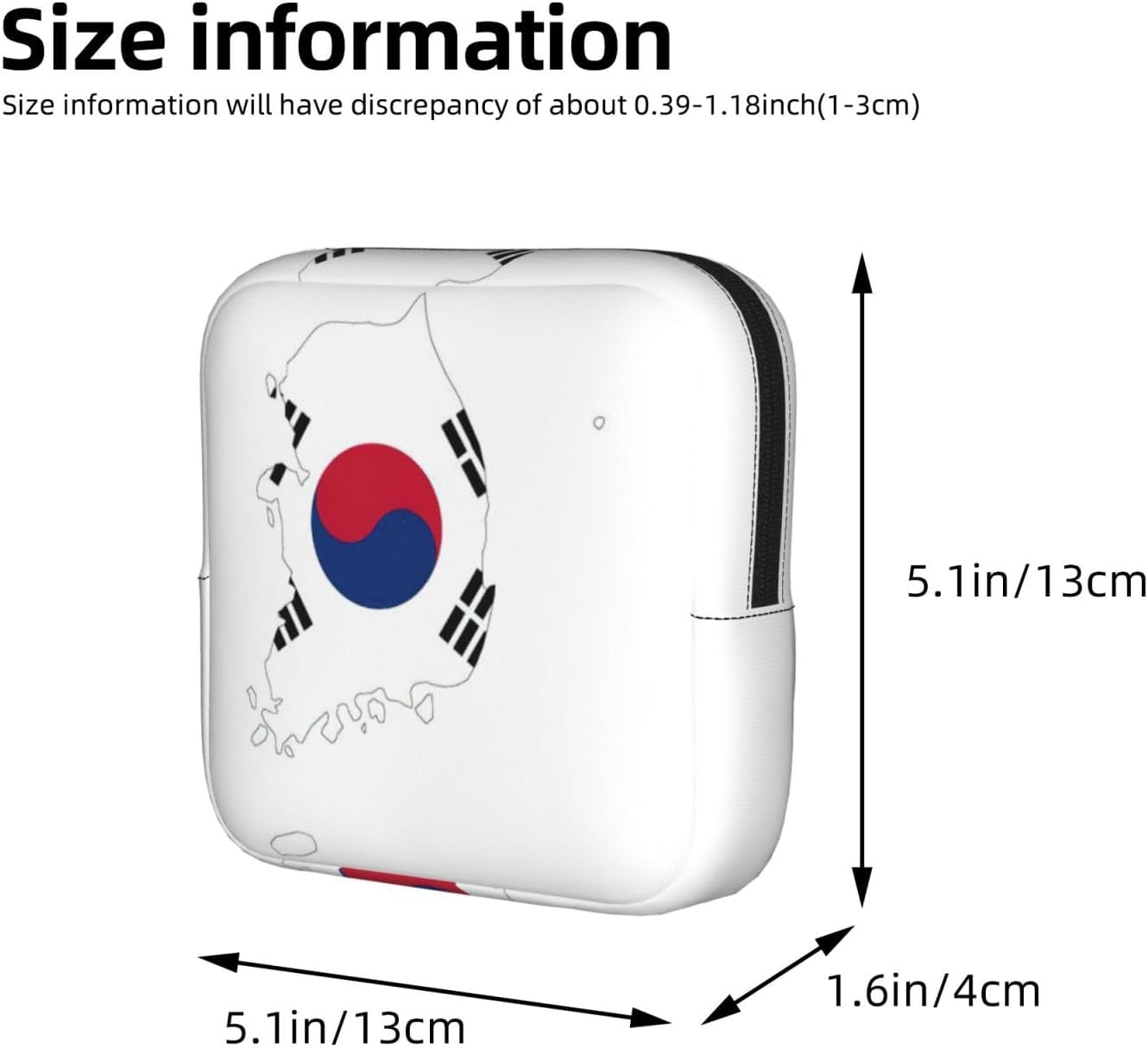 Republic Of Korea Flag Map Print Women Period Bag Sanitary Pouch Portable Pad Pouch Tampon Holder Small Zipper Pouch Storage Bag