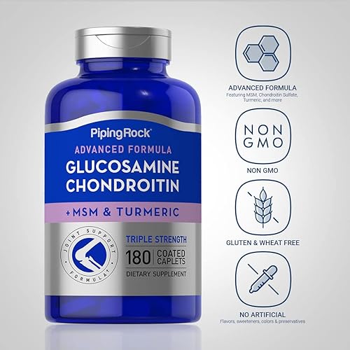 Miniatura 3 de Piping Rock Glucosamina condroitina cúrcuma MSM | 180 cápsulas | Triple fuerza | Suplemento avanzado | Sin OMG, sin gluten