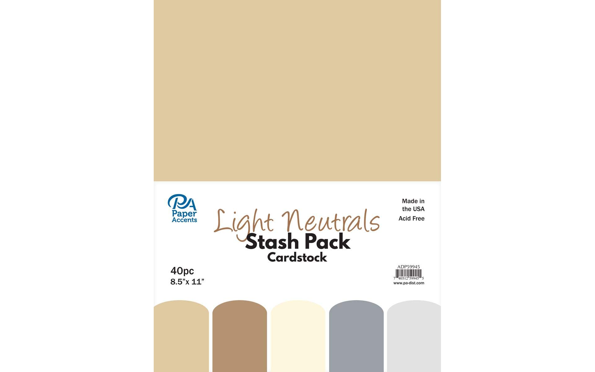 Accent Design Paper Accents Stash Pack 8.5x11 40pc Light Neutrals