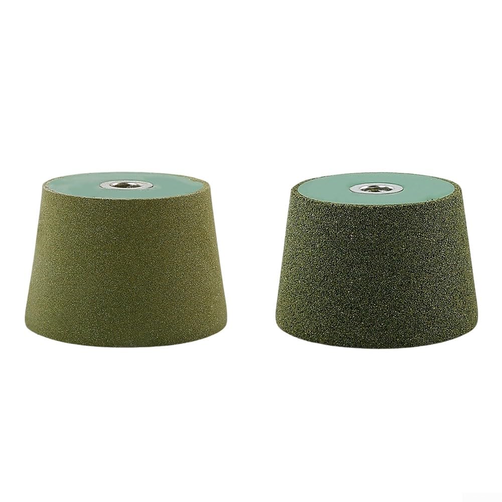 2pcs M10 Thread Grinding Wheels 100 Type Angle Grinder, Silicon Carbide Cup Polishing Wheel and Blade Sharpening, Green 75mm Sanding Disc Set(200+50)