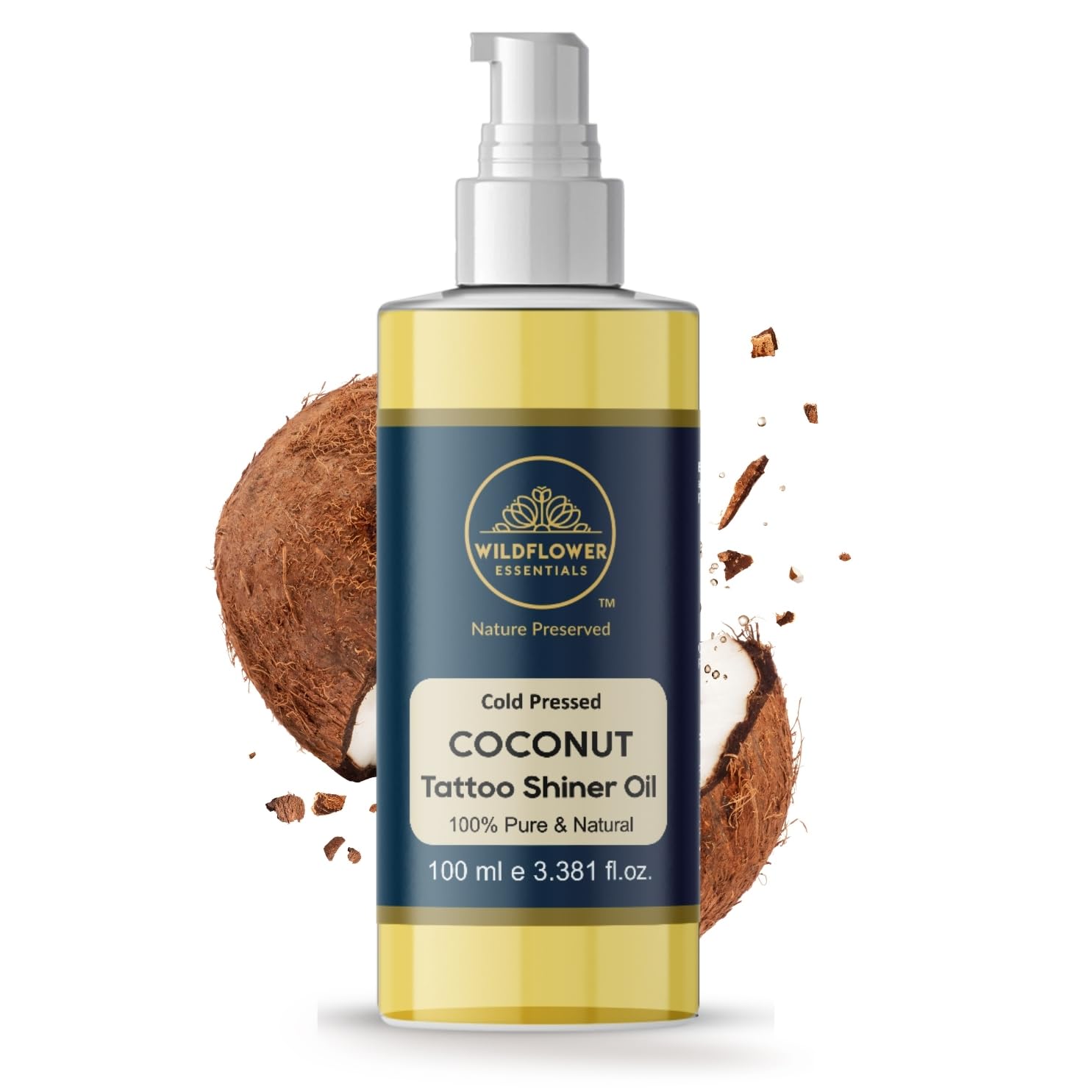 Wildflower Essentials Virgin Coconut Oil Tattoo Shiner, Heals & Maintains, Hydrates & Moisturize Cold Pressed Pure & Natural 100ml-image-25