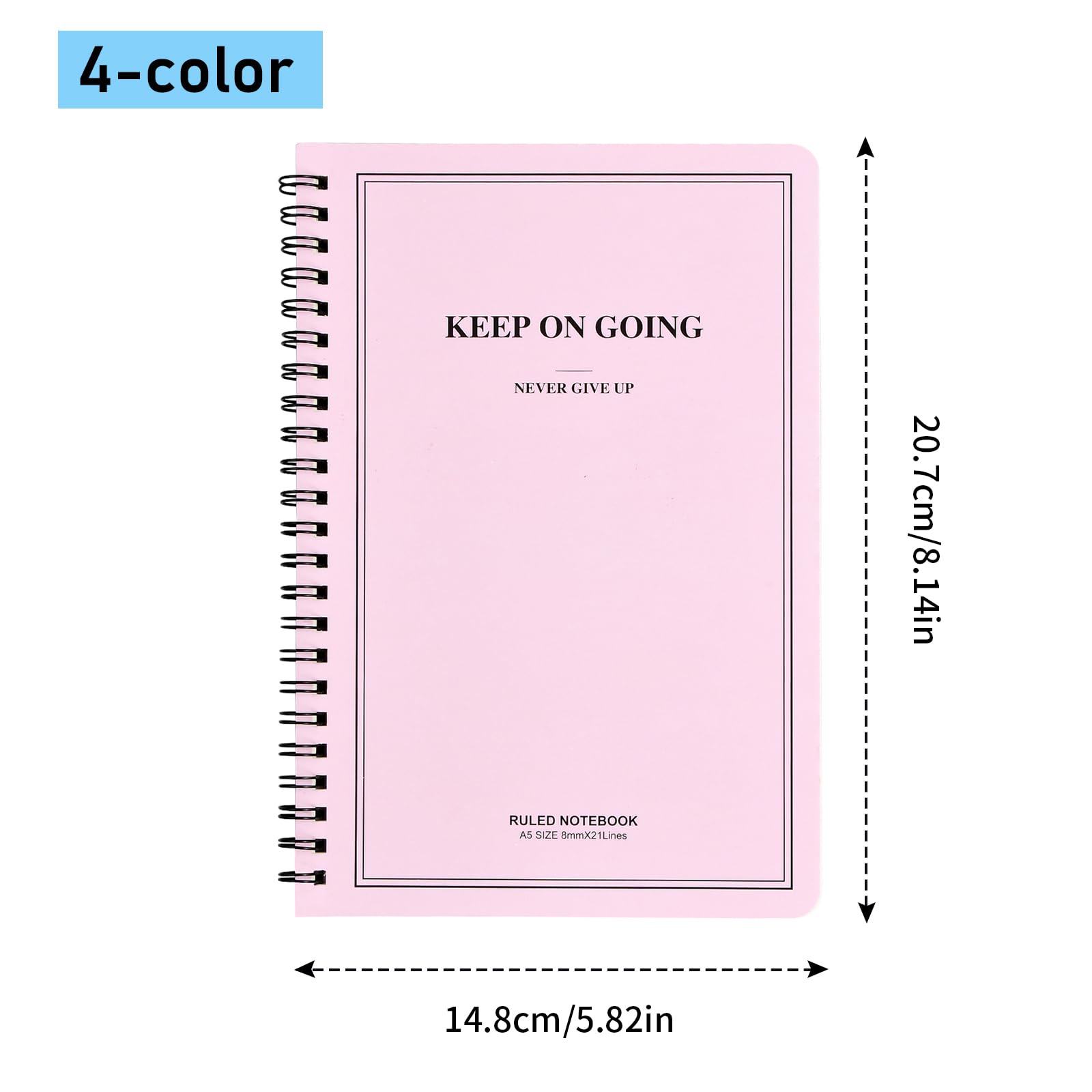 Nivofu Wirebound Notebooks, 4 Pieces of A5 Notepad Set, 20.7×14.8 cm, Journal, Spiral Notebooks, Cute Notepad - Image 2