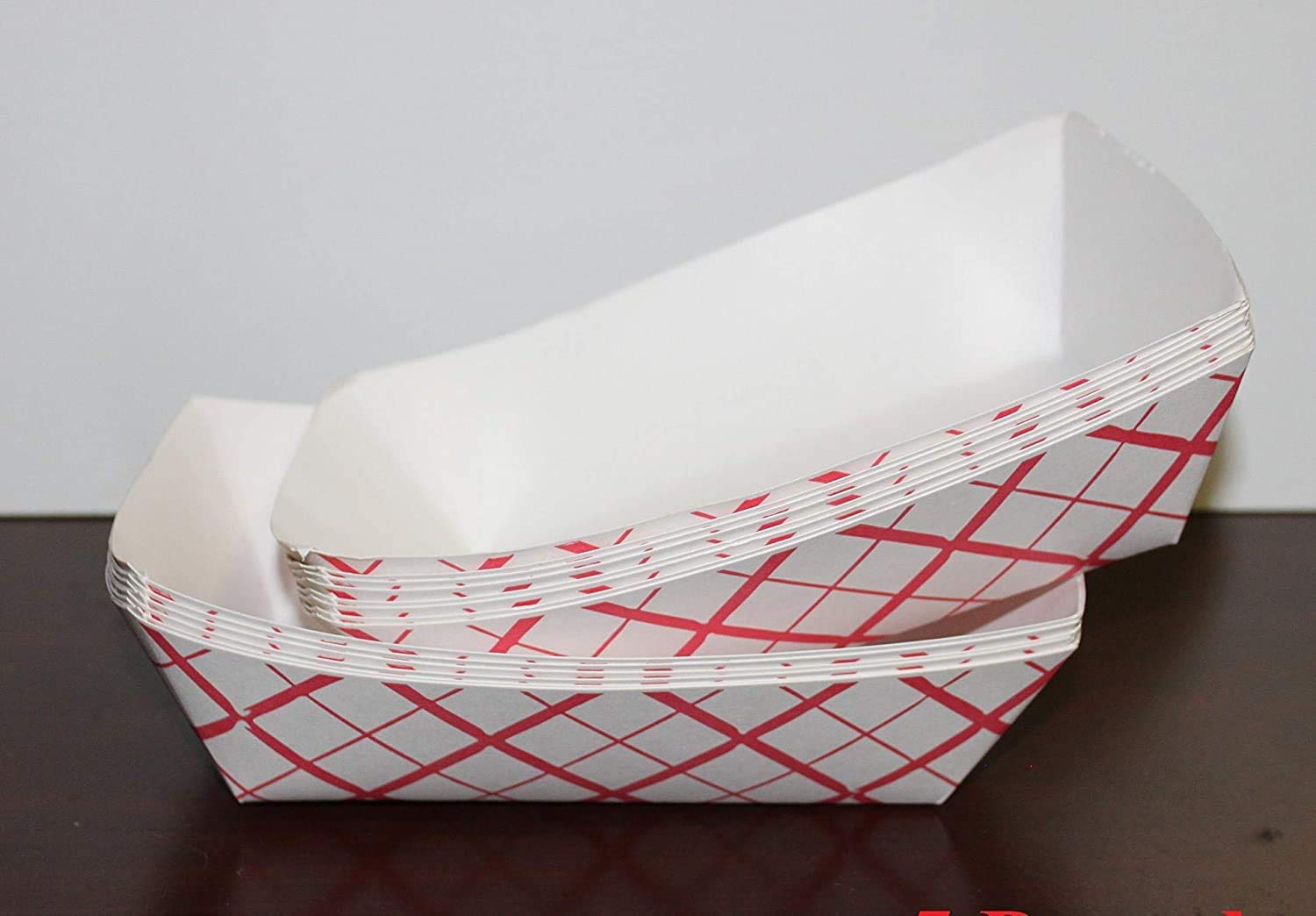 Nourriture plateaux papier rouge/blanc 3 Pound résistant aux graisses pour repas