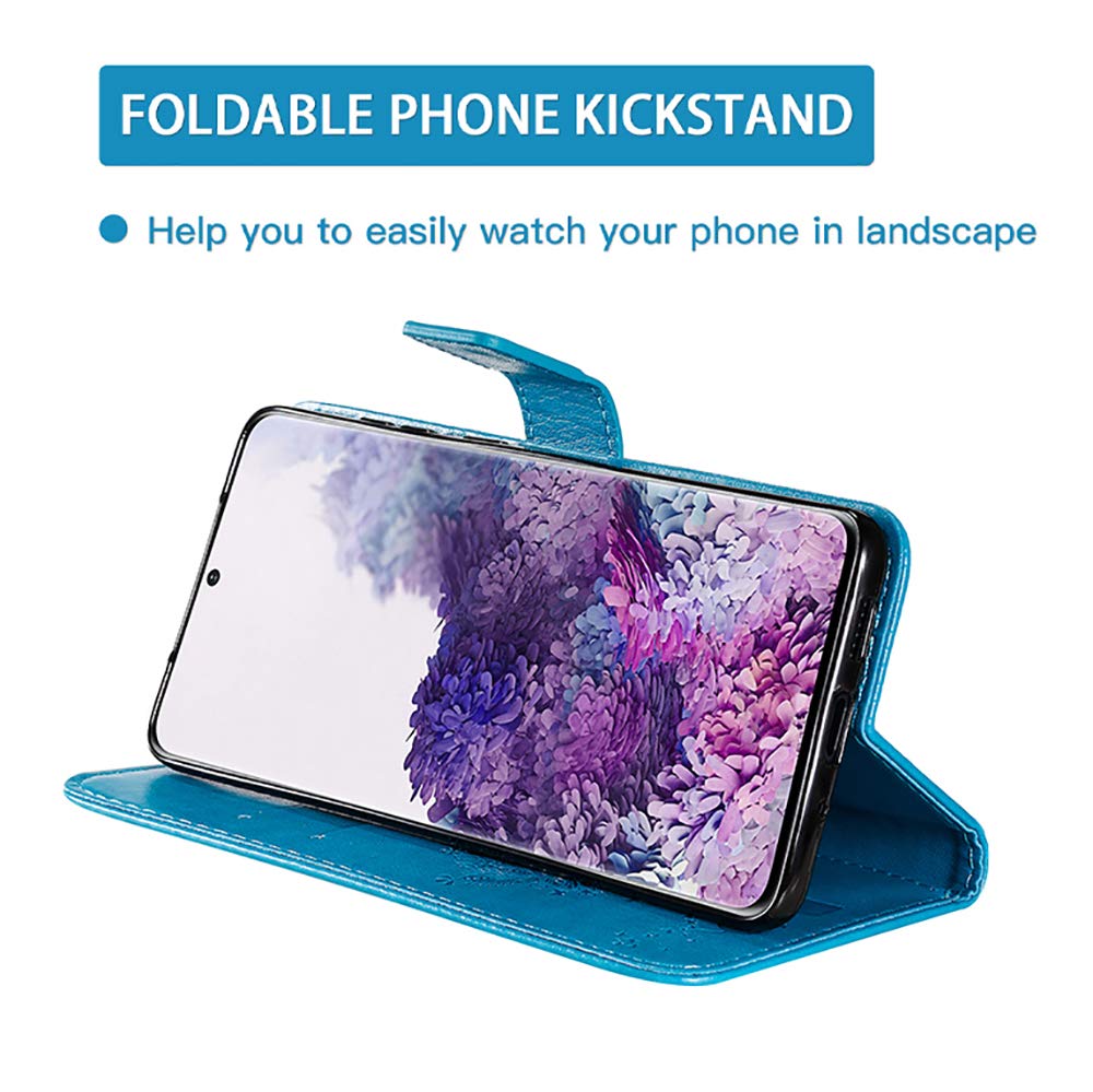 Topme Skórzane etui do Xiaomi Redmi 9C / Redmi 9C NFC/Redmi 10A 6.53, [etui na telefon w stylu kota i drzewa] - niebieskie