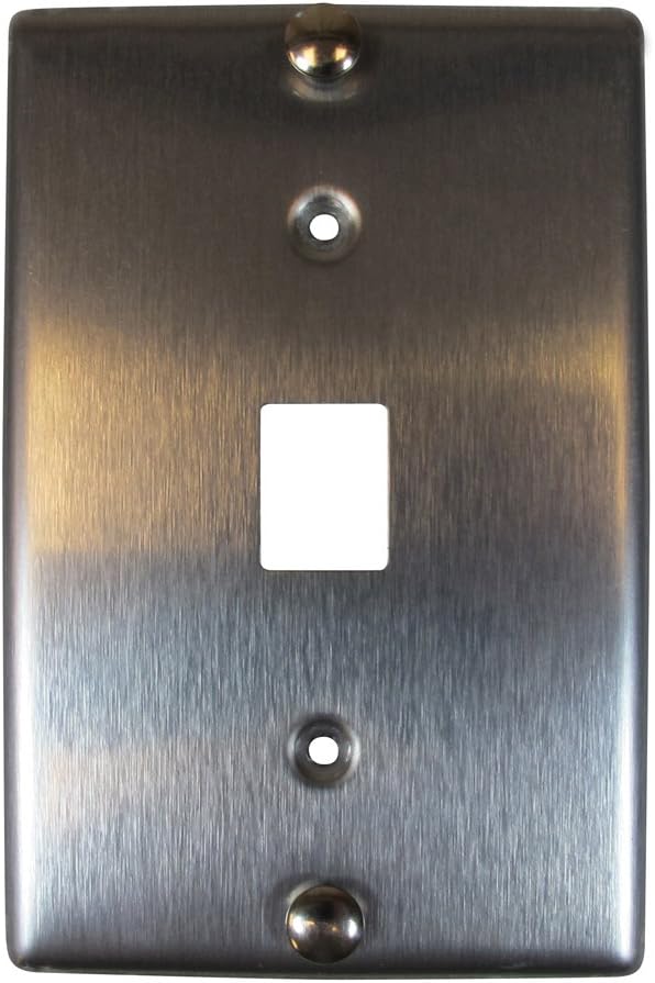 Allen Tel Products AT630B-6 Single Gang, 1 Port, 6 Position, 6 Conductor Wall Telephone Outlet Jack, Stainless Steel