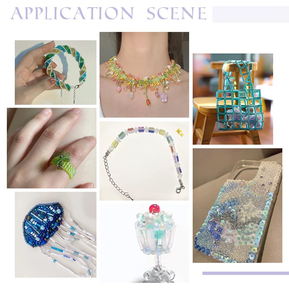 PH PandaHall 1560pcs Colorful Bugle Beads, 13 Colors Seed Beads 6~7x2mm  Glass Long Tube Bead Craft Beads Loose Spacer Beads for DIY Earrings  Bracelets