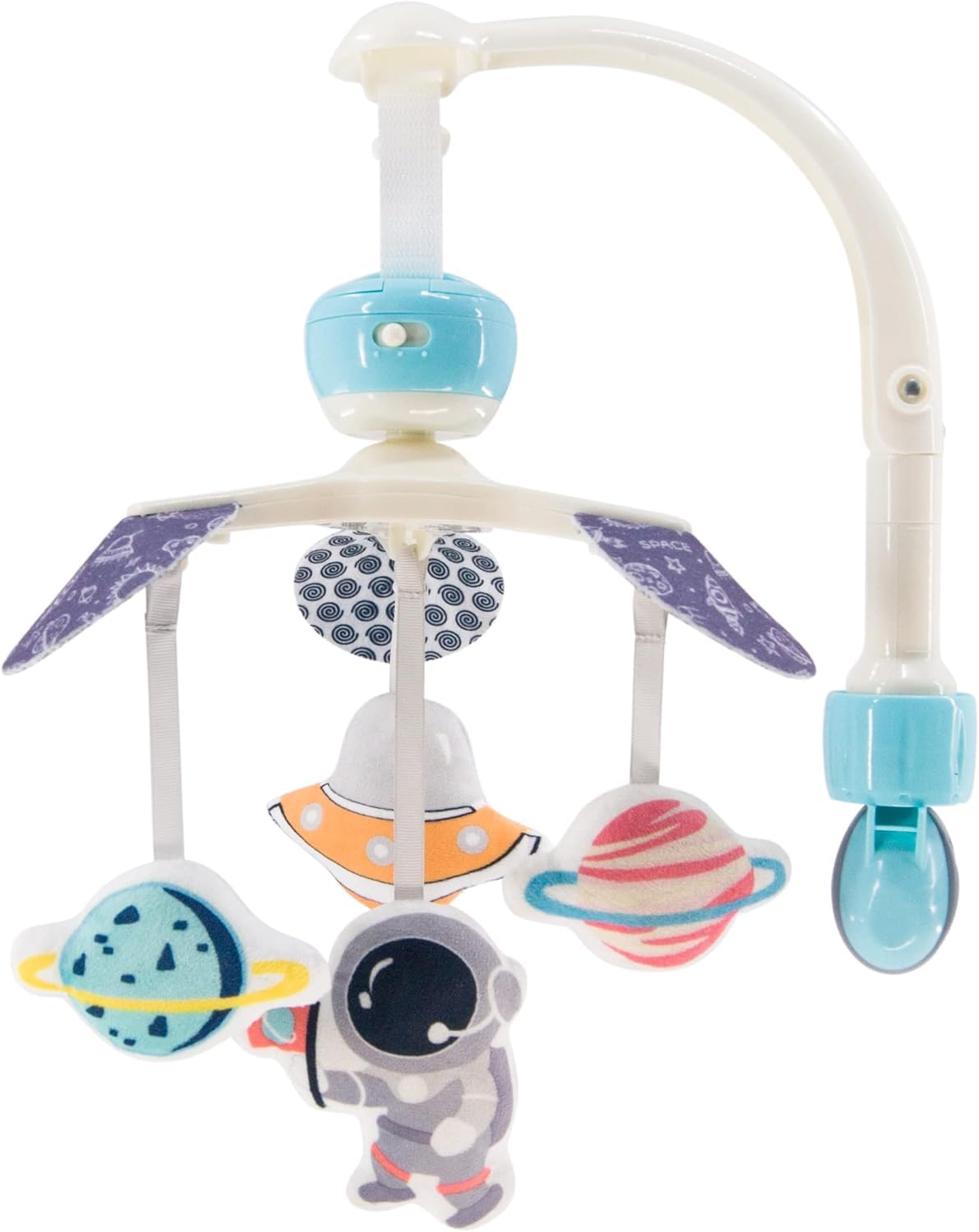 LADIDA Cot Mobiles, Baby Crib Plush Toy with Music and Spins Cot Plush，Baby Mobile for cot Babies Boys Girls Toddlers. (White)