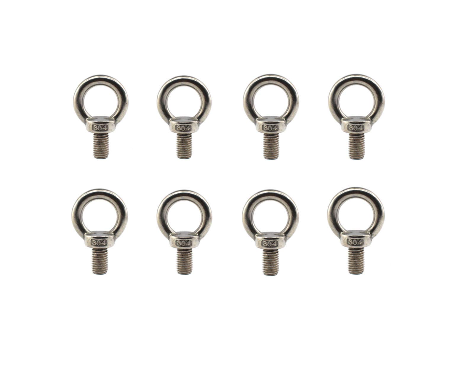 304 stainless steel M6 lifting rigging eyebolt ring Shaped with lengthened thread(30mm) pack of 8 pcs