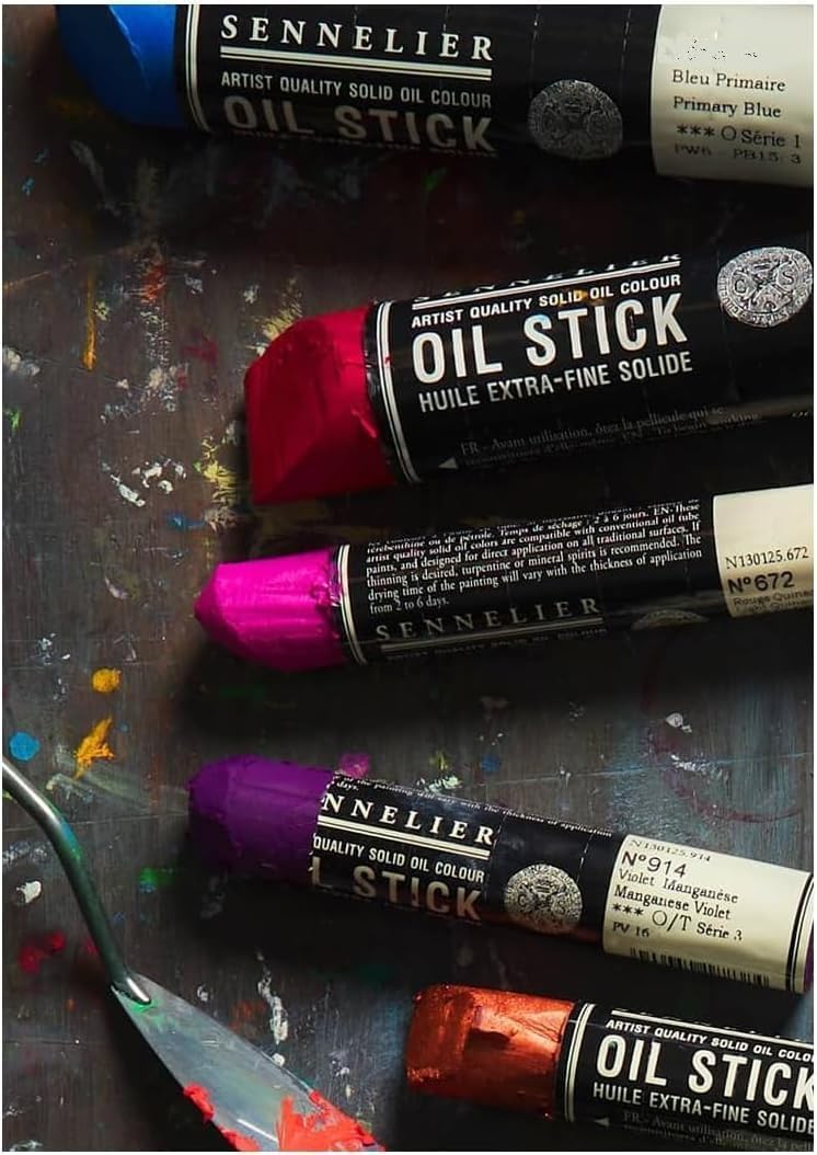 Sennelier Mini Oil Sticks 6 pezzi. Set paesaggio marino e mini pinza