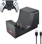 Controller Charger Dock Wall Mount with LED Indicator fits for PS5 DualSense Edge,Easy Acces Self-Adhesive Side Charge on Wall Desk Console Mounting, USB Fast Charging Station,Black