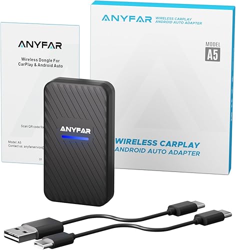 Miniatura 6 de Adaptador inalámbrico CarPlay Android Auto, chip de doble núcleo (actualizado), conexión automática de 1 segundo, 5.8 GHz sin retraso, Anyfar A5 2
