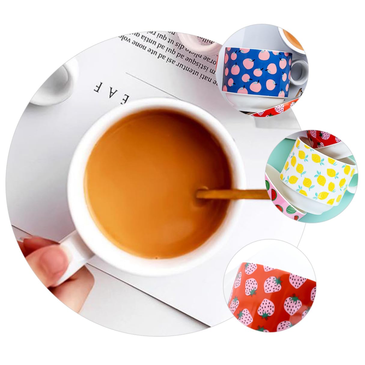 VANZACK Set Tazze in Ceramica Impilabili da 200 Ml Tazze da caffè e Bicchieri D’Acqua Sicuri per Casa Ufficio e Bar Salvaspazio 4 Pezzi