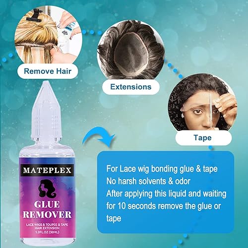 Miniatura 4 de Removedor de pegamento para peluca de encaje frontal, disolvente suave de acción rápida para pelucas de encaje, sistemas de extensión de cierre y