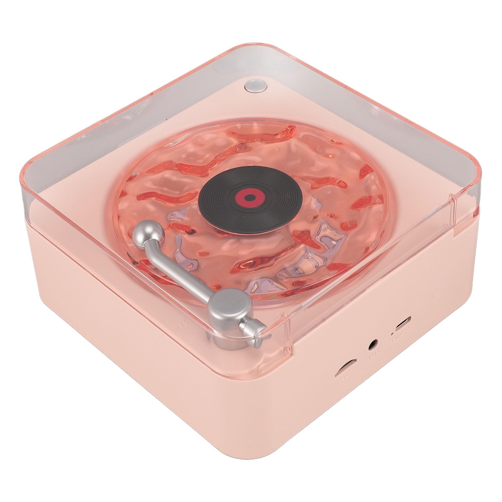 Giradischi Giradischi con Luce Notturna e Display 'Ora Ricevitore BT, Multifunzione 3 in 1, Giradischi Portatile per Intrattenimento e Decorazione (Roseo)
