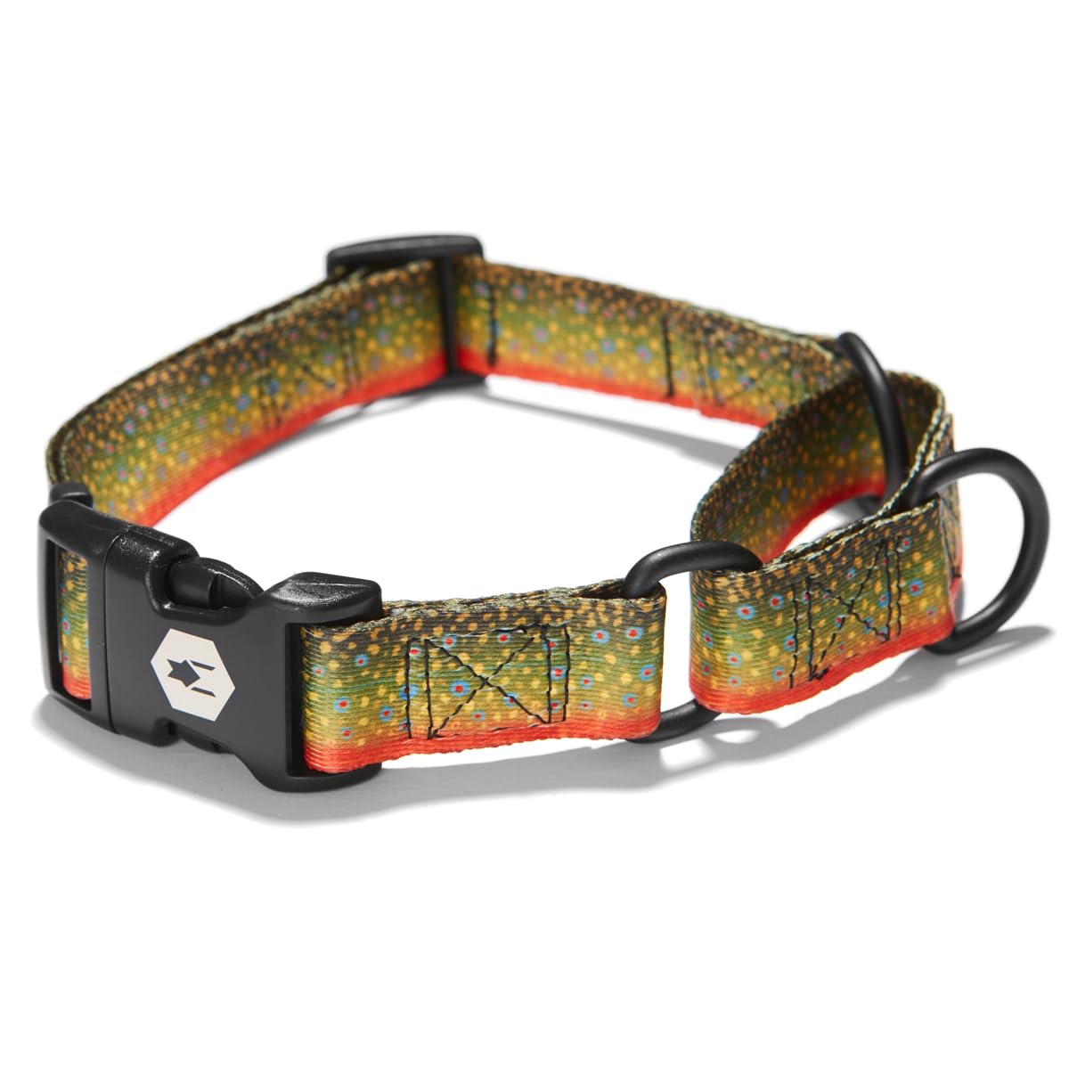 Wolfgang - Collar de Perro martingala Resistente con Hebilla de Nailon de liberación rápida para Caminar y Entrenar, Estampado BrookTrout, Grande