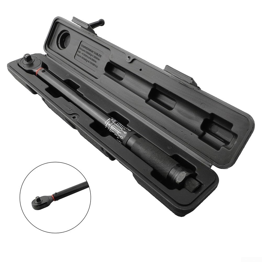 Llave dinamométrica de 1/4 pulgadas y 1/2 pulgadas, ajustable 3-33/20-230 Nm con cierre rápido, llave de clic precisa para reparación de coches y bicicletas en maleta (1/2 pulgadas)
